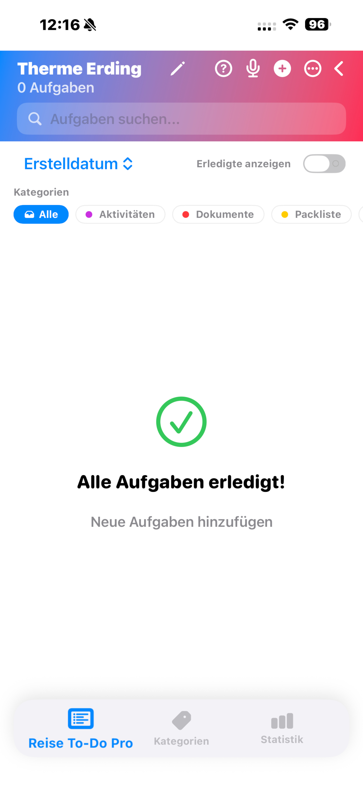 Reise To-Do Pro - Aufgaben